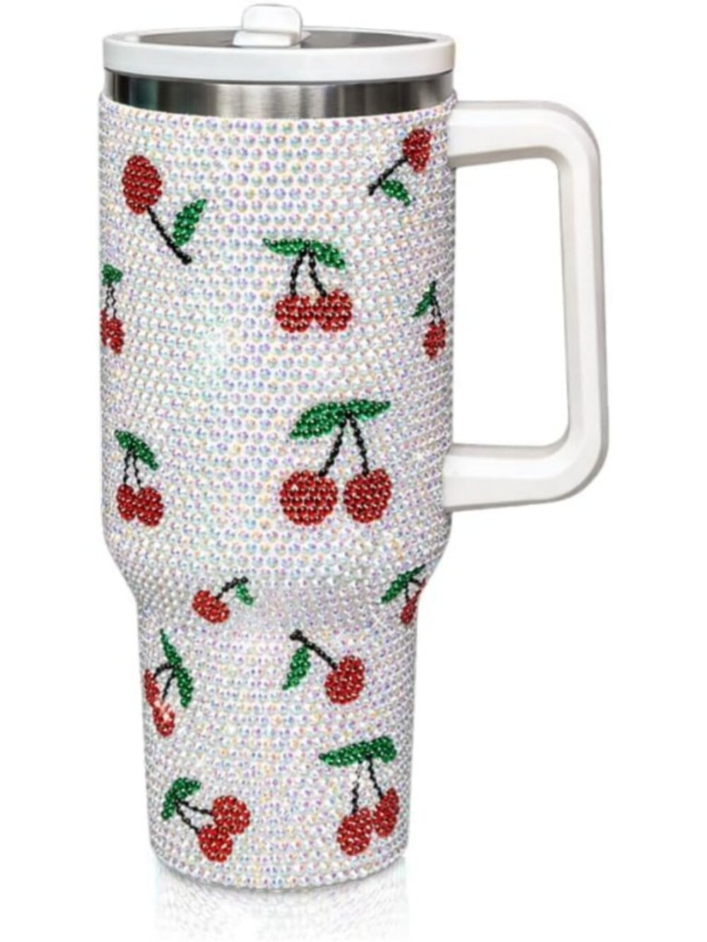 40 Oz Insulated Rhinestone Tumbler with Straw & Lid - Stylish Travel Mug for